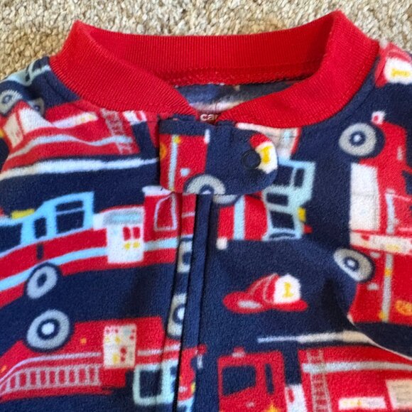 Carter’s 1-Piece Fleece Footie PJs Firefighter Size 12m baby blue red - Picture 6 of 8